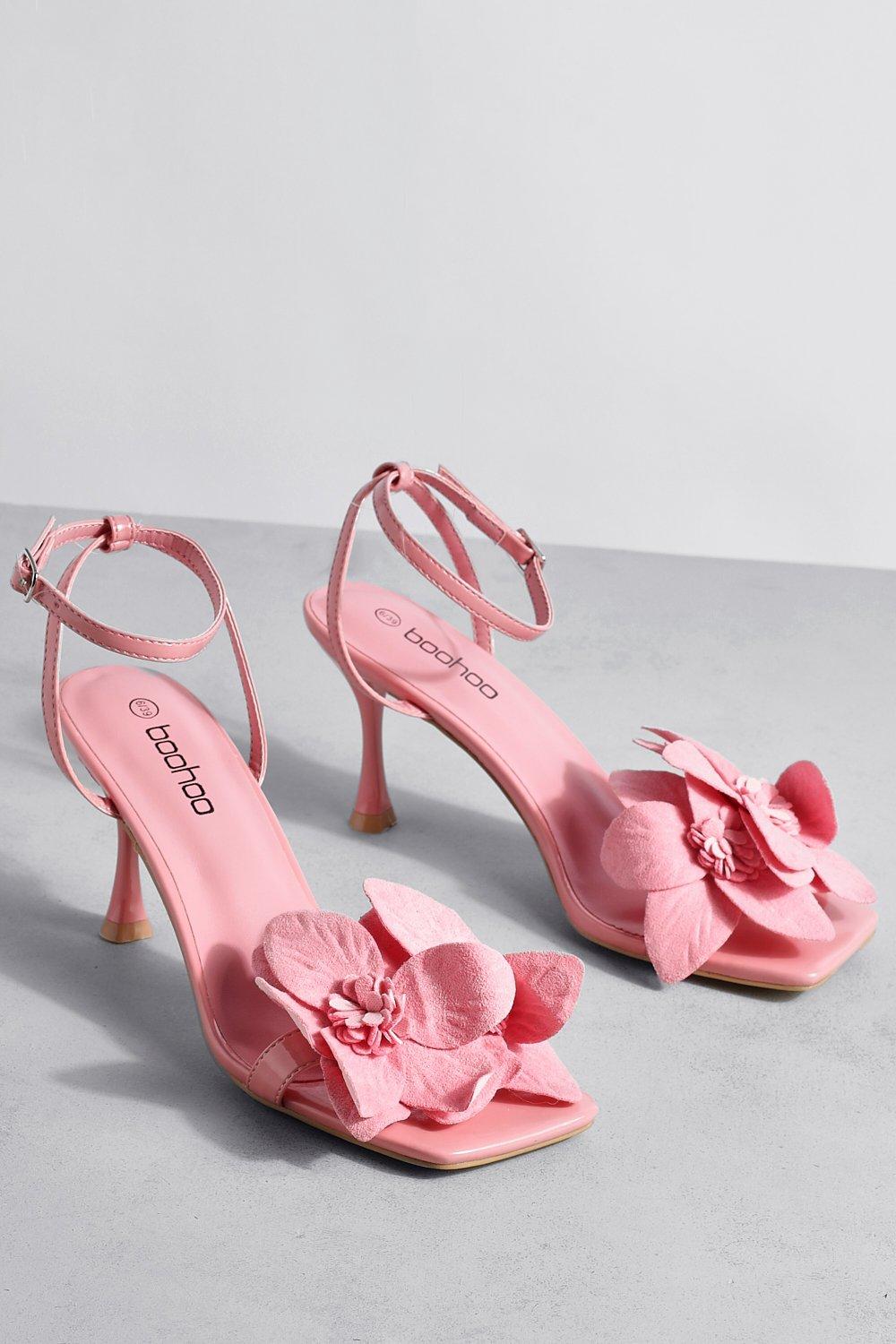 Sandales a talon et fleur 3D boohoo FR